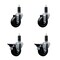 Service Caster 3.5'' Soft Rubber Wheel Swivel 1-1/4'' Expanding Stem Caster Set 2 Brakes, 4PK SCC-EX20S3514-SRS-2-PLB-2-114 - alternate 1
